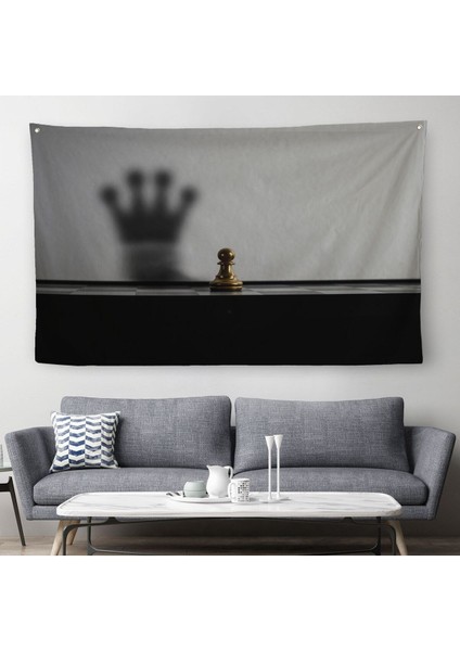 Satranç Gölgesi Taç Kanvas Duvar Sanatı, Yurt ve Ofis DEKORU-5390