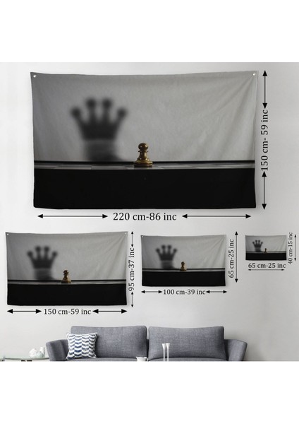 Satranç Gölgesi Taç Kanvas Duvar Sanatı, Yurt ve Ofis DEKORU-5390 modelleri