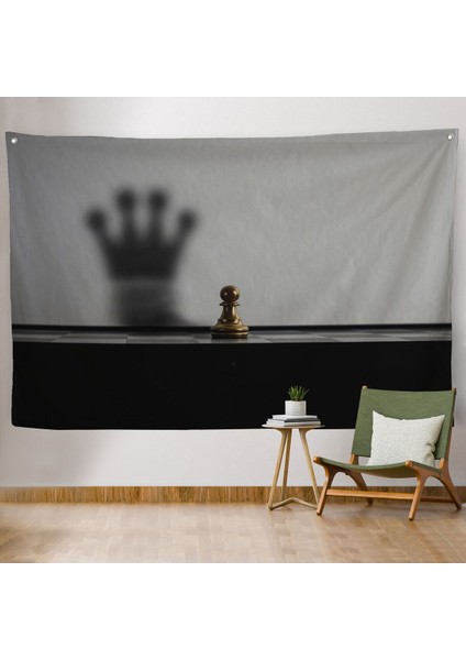 Satranç Gölgesi Taç Kanvas Duvar Sanatı, Yurt ve Ofis DEKORU-5390