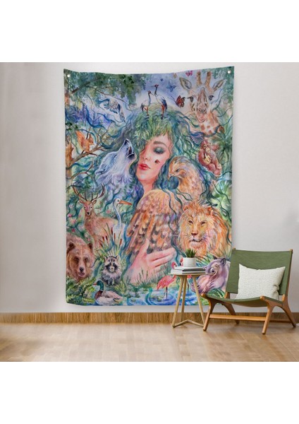 Dünya Hayvanlar Günü Konseptli Duvar Örtüsü - HALISI-6001