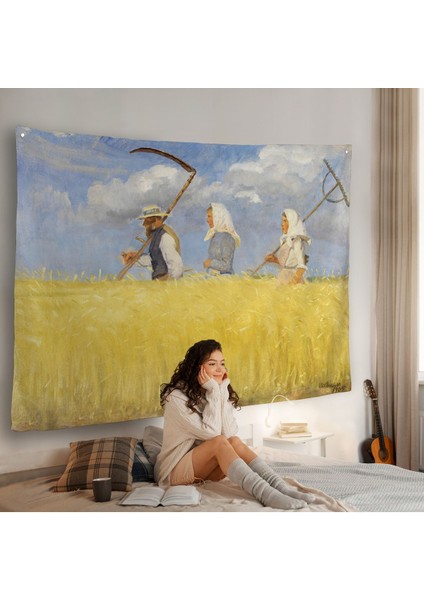 Anna Ancher - Işçiler Duvar Örtüsü - HARVESTERS-7156 fiyatları