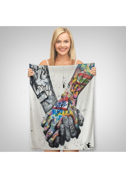 Graffiti El Duvar Posteri, El Ele Tutarak Duvar Örtüsü - HALISI-5312 fiyatları
