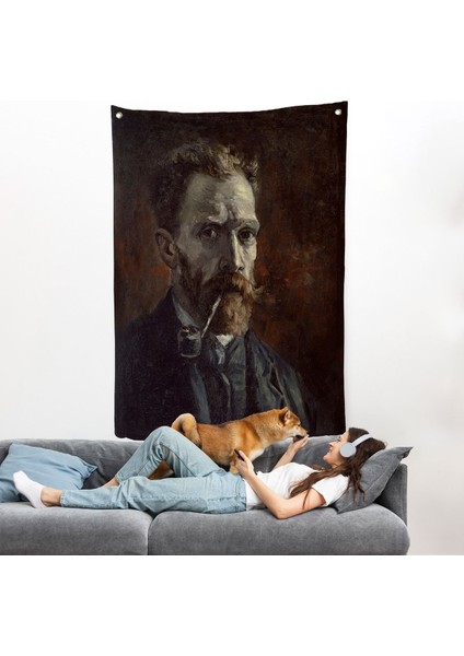 Vincent Van Gogh - Pipolu Portre Duvar ÖRTÜSÜ-7461