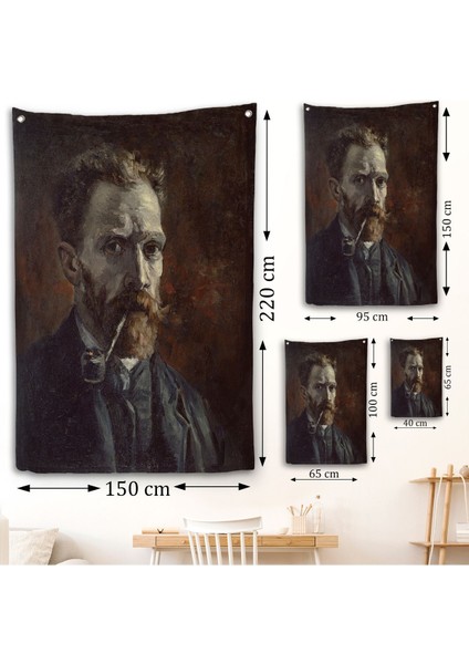 Vincent Van Gogh - Pipolu Portre Duvar ÖRTÜSÜ-7461 fırsatları
