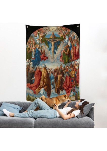 Albrecht Dürer - Üçlü Birliğin Hayranlığı Duvar Örtüsü - Adoration Of The TRINITY-8054