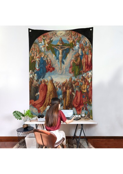 Albrecht Dürer - Üçlü Birliğin Hayranlığı Duvar Örtüsü - Adoration Of The TRINITY-8054