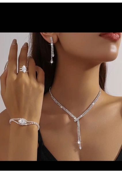 Gümüş Kaplama Özel Üçlü Set Kolye Bilezik Küpe fiyatları