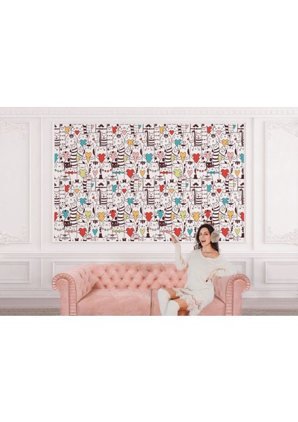 Renkli Aşk Dolu Kediler Duvar KAĞIDI-5704 modelleri
