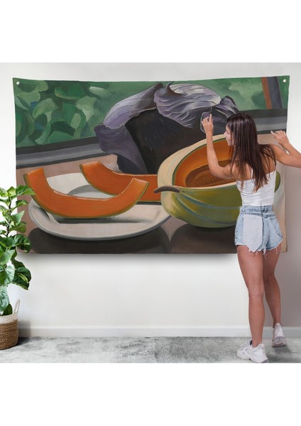 Auguste Herbin - Kavunlu Natürmort - Still Life With MELON-7101 modelleri