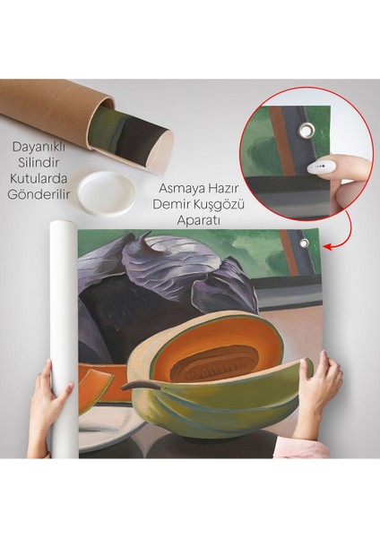 Auguste Herbin - Kavunlu Natürmort - Still Life With MELON-7101 indirimleri