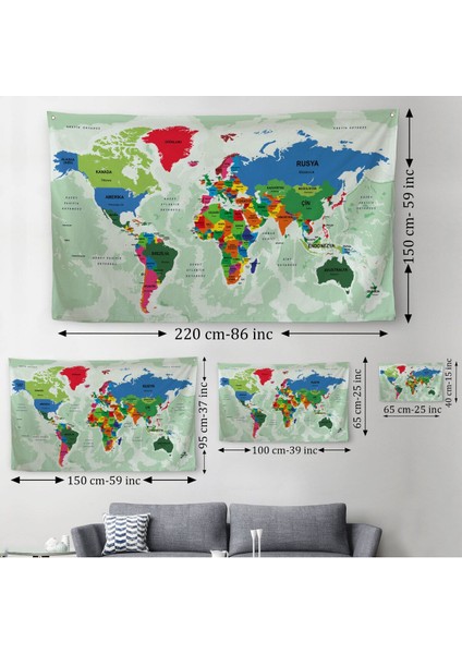 Türkçe Eğitici Ülke ve Başkent Okyanus Detaylı Atlas Dünya Haritası Duvar Örtüsü-Halısı 3840 modelleri