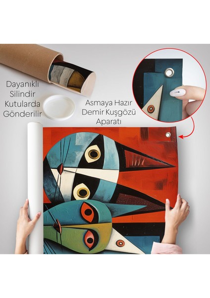 Pablo Picasso Tarzı - Soyut Renkli Kedi Duvar ÖRTÜSÜ-7370 indirimleri