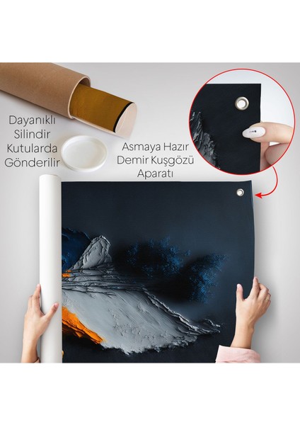 Turuncu ve Mavi Tonlu Soyut Duvar ÖRTÜSÜ-7913 indirimleri