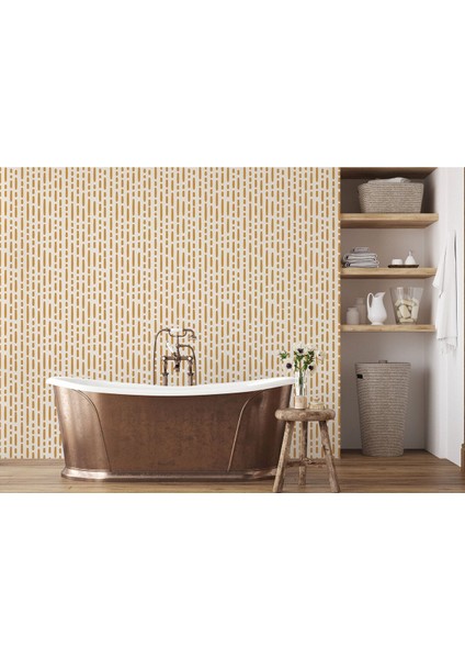 Hg Karamel Rengi Kesik Çizgili Iskandinav Tarzı Modern Duvar KAĞIDI-5548