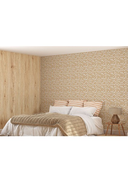 Hg Karamel Rengi Kesik Çizgili Iskandinav Tarzı Modern Duvar KAĞIDI-5548 fiyatları