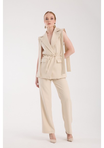 Bej Renk Premium Kumaş Yelek Pantolon Takım Elbise modelleri