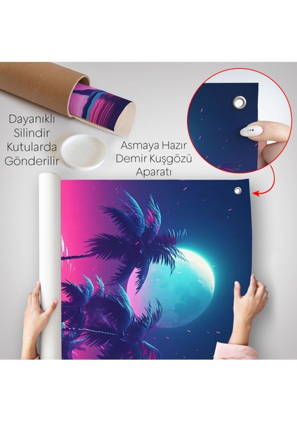 Geceyarısı Palmıye Ağaçları Manzarası Duvar ÖRTÜSÜ-7552 indirimleri