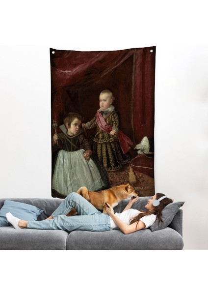 Diego Velázquez - Prens Balthasar Charles Cüceyle Birlikte Duvar ÖRTÜSÜ-7282