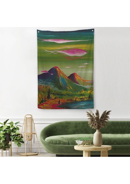 Dağ Manzarası Dekoratif Duvar Örtüsü - HALISI-6122