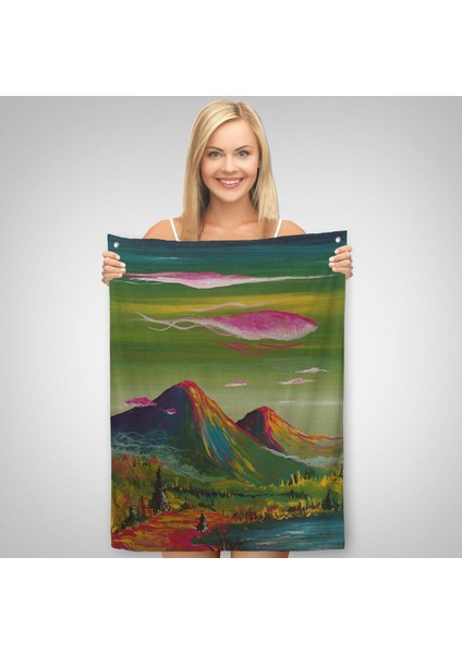 Dağ Manzarası Dekoratif Duvar Örtüsü - HALISI-6122 fiyatları