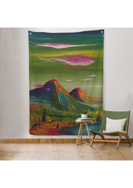 Dağ Manzarası Dekoratif Duvar Örtüsü - HALISI-6122