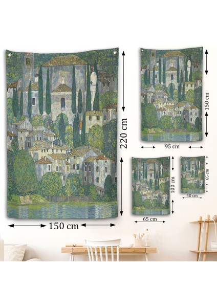 Gustav Klimt - Cassone'deki Kilise Selvili Manzara Duvar ÖRTÜSÜ-8095 fırsatları