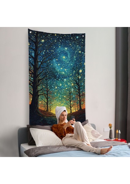 Vincent Van Gogh Tarzı Yıldızlı Gece Duvar ÖRTÜSÜ-7533 fiyatları