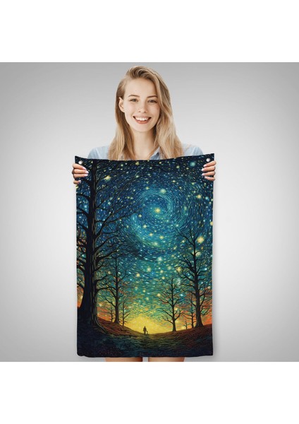 Vincent Van Gogh Tarzı Yıldızlı Gece Duvar ÖRTÜSÜ-7533
