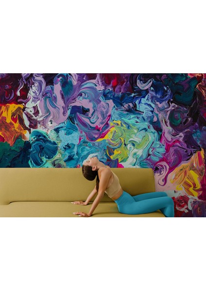 Modern Tarz Yağlıboya Görünüm Dekoratif Duvar KAĞIDI-3524