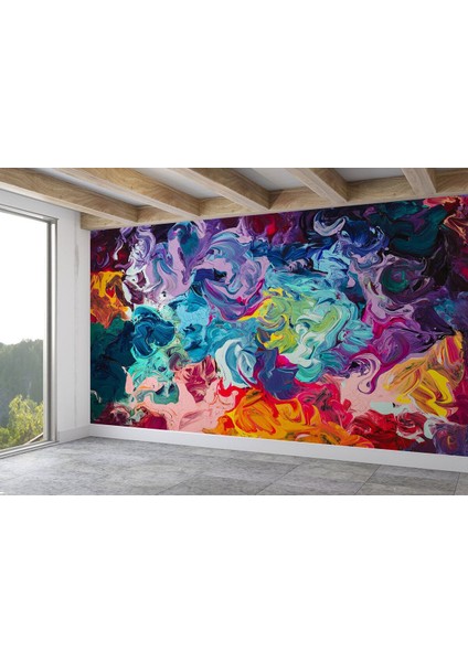 Modern Tarz Yağlıboya Görünüm Dekoratif Duvar KAĞIDI-3524 fiyatları