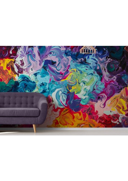 Modern Tarz Yağlıboya Görünüm Dekoratif Duvar KAĞIDI-3524 fırsatları