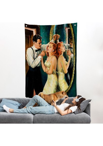 Arthur Sarnoff - 1950'LERDE Kadının Sigarasını Yakan Adam Duvar ÖRTÜSÜ-7955