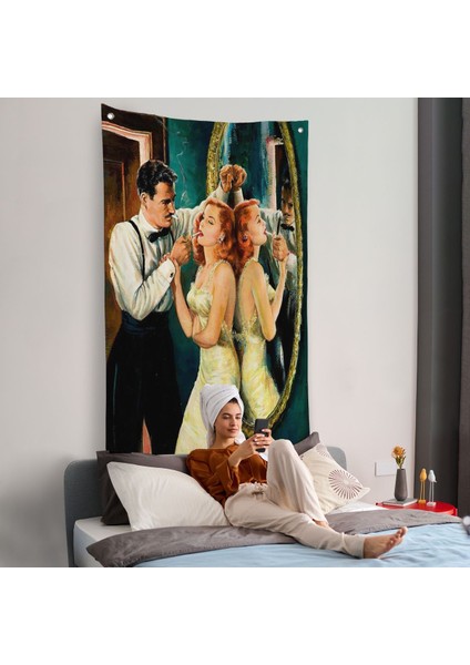 Arthur Sarnoff - 1950'LERDE Kadının Sigarasını Yakan Adam Duvar ÖRTÜSÜ-7955 fiyatları