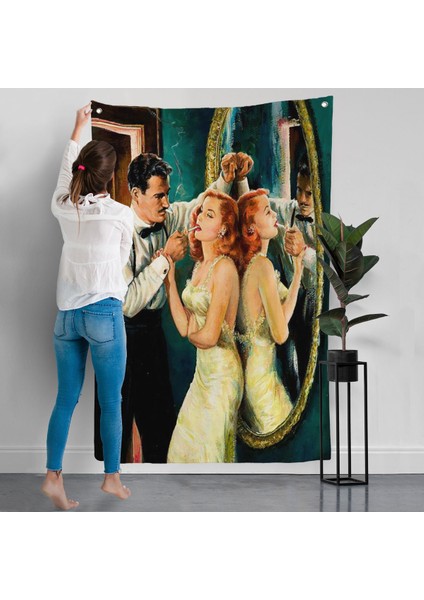 Arthur Sarnoff - 1950'LERDE Kadının Sigarasını Yakan Adam Duvar ÖRTÜSÜ-7955 modelleri