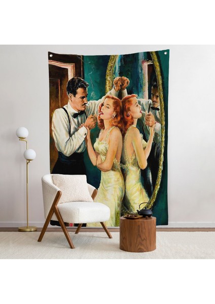 Arthur Sarnoff - 1950'LERDE Kadının Sigarasını Yakan Adam Duvar ÖRTÜSÜ-7955