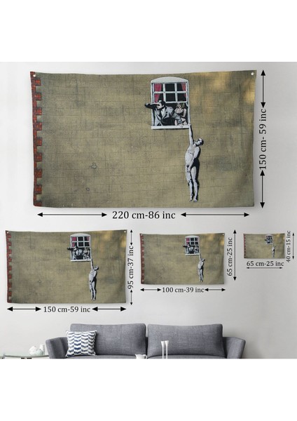Banksy, Kocası Tarafından Basılan Kadın Kanvas Duvar ÖRTÜSÜ-HALISI-5093 modelleri