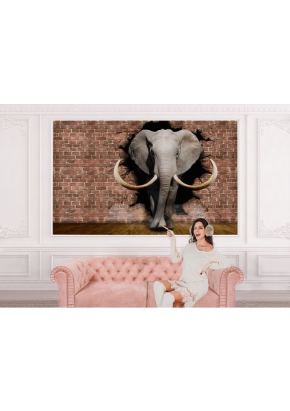 Duvardan Çıkan Fil Dekoratif Duvar KAĞIDI-3620