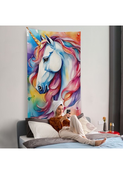 Sevimli Renkli Unicorn Duvar ÖRTÜSÜ-7919 fiyatları