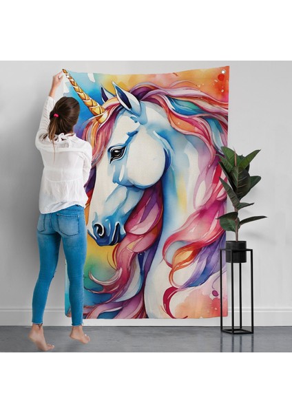 Sevimli Renkli Unicorn Duvar ÖRTÜSÜ-7919 modelleri