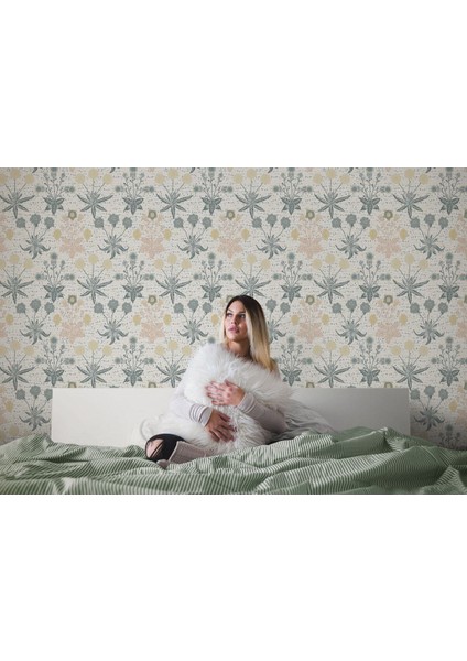 Ky Özel Pastel Renkli Yapraklar Çiçekler Duvar KAĞIDI-5643 fırsatları