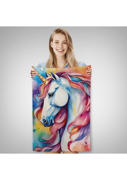 Sevimli Renkli Unicorn Duvar ÖRTÜSÜ-7919