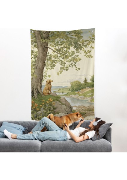 Manzarayı Izleyen Yalnız Köpek Duvar ÖRTÜSÜ-7525