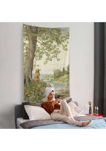 Manzarayı Izleyen Yalnız Köpek Duvar ÖRTÜSÜ-7525 fiyatları