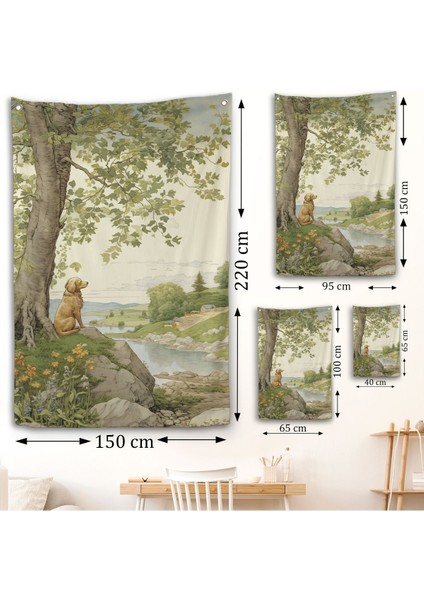 Manzarayı Izleyen Yalnız Köpek Duvar ÖRTÜSÜ-7525 fırsatları