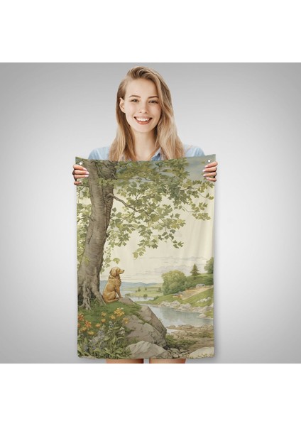 Manzarayı Izleyen Yalnız Köpek Duvar ÖRTÜSÜ-7525