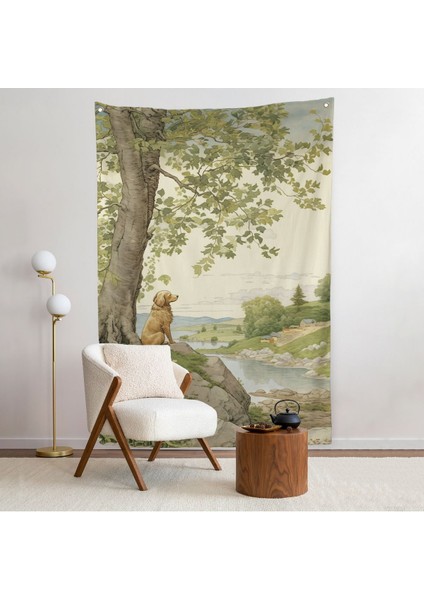 Manzarayı Izleyen Yalnız Köpek Duvar ÖRTÜSÜ-7525