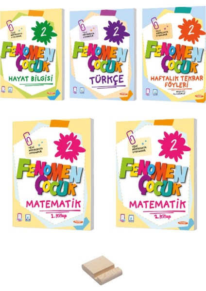 Fenomen Yayıncılık 2. Sınıf Matematik 1-2 Türkçe Hayat Bilgisi ve Tekrar Föyleri 5li Set + Telefon Tutucu