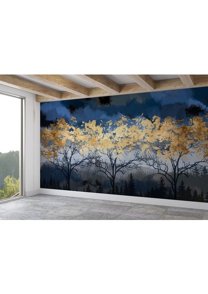 Geceyarısı Orman Manzarazı Yağlıboya Görünüm Dekoratif Duvar KAĞIDI-3722 fiyatları