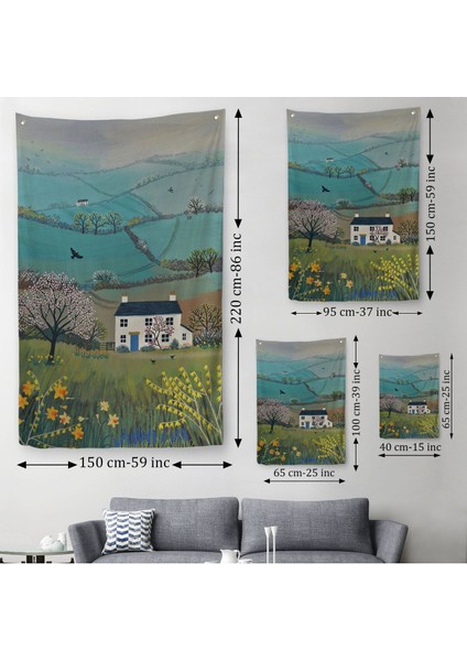 Ingiliz Köy Evi Manzarası Duvar Örtüsü - HALISI-6023 modelleri