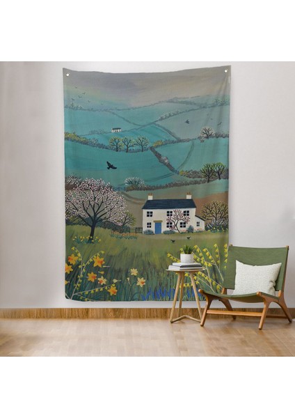 Ingiliz Köy Evi Manzarası Duvar Örtüsü - HALISI-6023